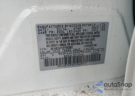 2016 Nissan Sentra S из США, поврежденный, VIN 3N1AB7APXGY263862